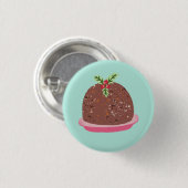 Badge Rond 2,50 Cm Illustration de Noël Pudding Holiday Food (Devant & derrière)