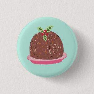 Badge Rond 2,50 Cm Illustration de Noël Pudding Holiday Food