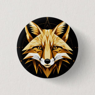 Badge Rond 2,50 Cm Illustration de renard géométrique avec des tons d