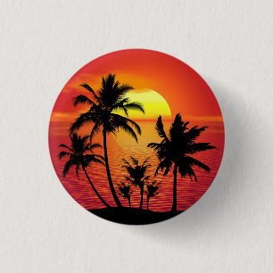 Badge Rond 2,50 Cm Illustration des silhouettes des palmiers couchés