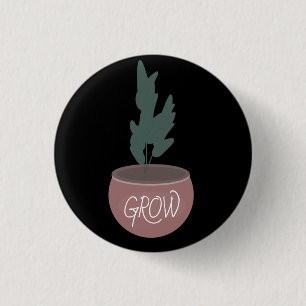 Badge Rond 2,50 Cm Illustration dessinée à la main d'une plante en po