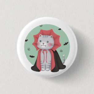 Badge Rond 2,50 Cm Illustration d'Halloween : Vampire Cat