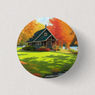 Badge Rond 2,50 Cm Illustration du paysage naturel avec le logo du la