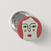 Badge Rond 2,50 Cm Illustration du visage de la fille (Devant & derrière)
