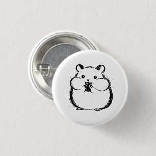 Badge Rond 2,50 Cm Illustration d'un hamster minimaliste au trait d'e