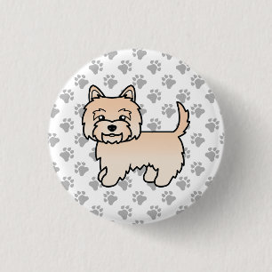 Badge Rond 2,50 Cm Illustration Mignonne de Chien Cairn Terrier Crème