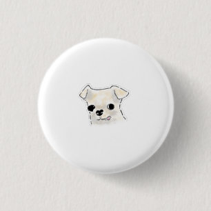 Badge Rond 2,50 Cm Illustration mignonne d'un Chihuahua blanc Blep de