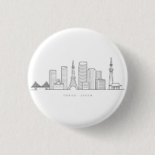 Badge Rond 2,50 Cm Illustration minimaliste de la skyline de Tokyo