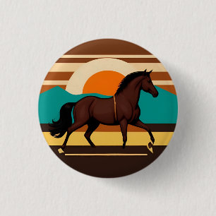 Badge Rond 2,50 Cm Illustration vintage d'un cheval