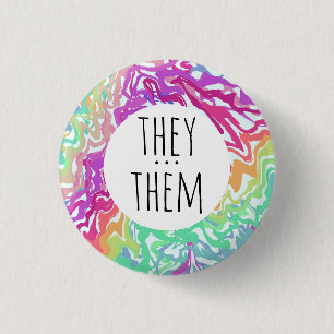Badge Rond 2,50 Cm ILS/EUX Pronononononouns Arc-en-ciel coloré torsad