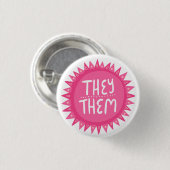 Badge Rond 2,50 Cm ILS/EUX Pronononouns Pink Sun Pride manuscrite (Devant & derrière)