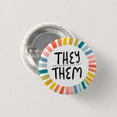 Badge Rond 2,50 Cm ILS / EUX Pronononouns Rainbow Handlettered Pride (Devant & derrière)