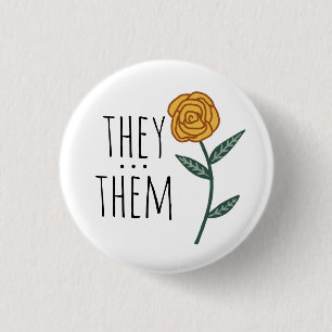 Badge Rond 2,50 Cm ILS/EUX Pronouns Gold Rose PERSONNALISÉ