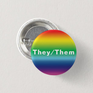 Badge Rond 2,50 Cm Ils, Eux, Pronouns Lgbtq Lgbt Pride Arc En Ciel