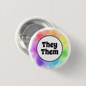 Badge Rond 2,50 Cm Ils Pronononounes en Aquarelle Cercle (Devant & derrière)