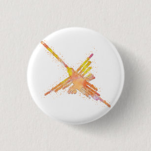 Badge Rond 2,50 Cm Impression aquarelle du colibri des lignes de Nazc