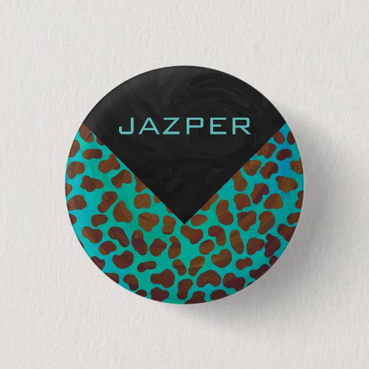Badge Rond 2,50 Cm Impression Brown et Turquoise dalmate (Devant)