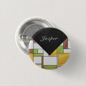 Badge Rond 2,50 Cm Impression Brown jaune vert (Devant & derrière)