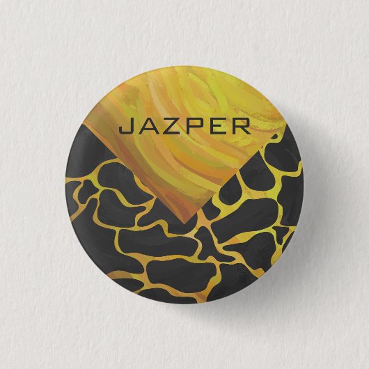 Badge Rond 2,50 Cm Impression Giraffe noir et jaune (Devant)