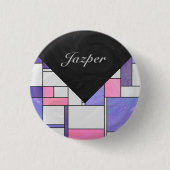 Badge Rond 2,50 Cm Impression Mondrian Rose Violet Blanc (Devant)
