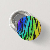 Badge Rond 2,50 Cm Impression Noir de Tigre et Arc-en-Ciel (Devant & derrière)