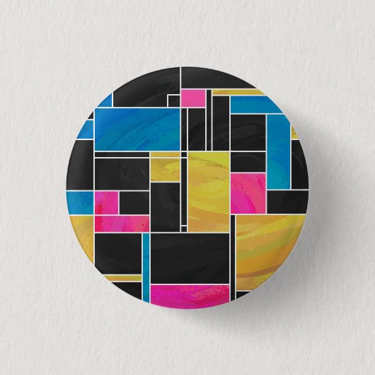 Badge Rond 2,50 Cm Impression noir rose bleu monochrome (Devant)