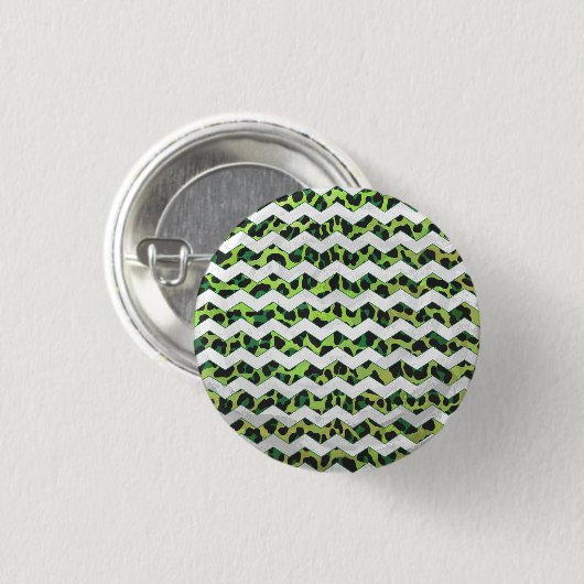 Badge Rond 2,50 Cm Imprimé léopard chevron noir et vert (Devant & derrière)