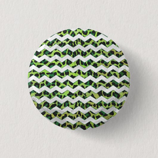 Badge Rond 2,50 Cm Imprimé léopard chevron noir et vert (Devant)