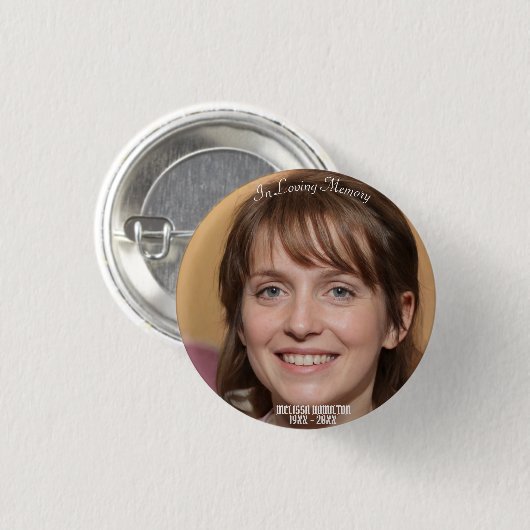Badge Rond 2,50 Cm In Love Memory Personnalisé Photo Funeral (Devant & derrière)