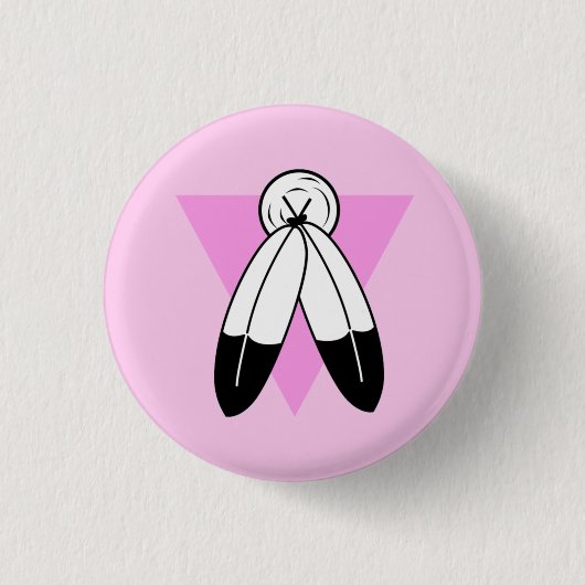 Badge Rond 2,50 Cm Indicateur triangle rose à deux esprits (Devant)