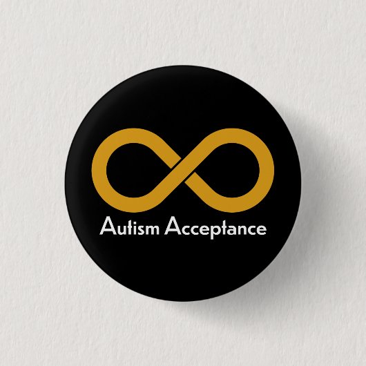 Badge Rond 2,50 Cm Infini d'or d'acceptation d'autisme (Devant)