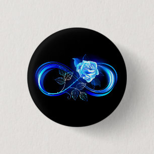 Badge Rond 2,50 Cm Infini lumineux avec rose bleue