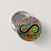 Badge Rond 2,50 Cm Infinity Symbol | Autism Awareness Neurodiversity (Devant & derrière)