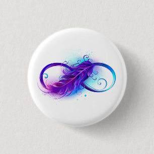 Badge Rond 2,50 Cm Infinity with purple feather