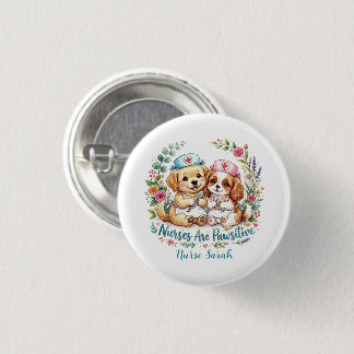 Badge Rond 2,50 Cm Infirmière Chiot Mignon Pawsitive Aquarelle Person