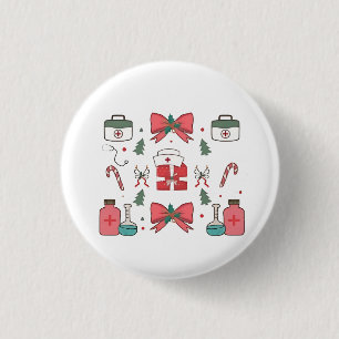 Badge Rond 2,50 Cm Infirmière Coquette Ruban Noël Personnalisée Noël