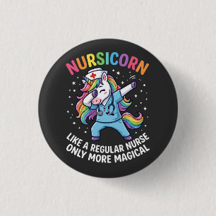 Badge Rond 2,50 Cm Infirmière Licorne Énergie Lumineuse et Magique 