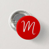 Badge Rond 2,50 Cm Initial Letter Monogram Stylish Red White (Devant & derrière)