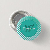 Badge Rond 2,50 Cm Initiale de nom moderne Turquoise Blanc Points Pol (Devant & derrière)