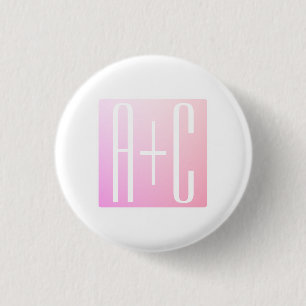 Badge Rond 2,50 Cm Initiales du couple   Dégradé rose subtil