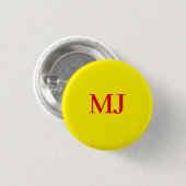 Badge Rond 2,50 Cm Initiales en monogramme jaune simple et tendance (Devant & derrière)