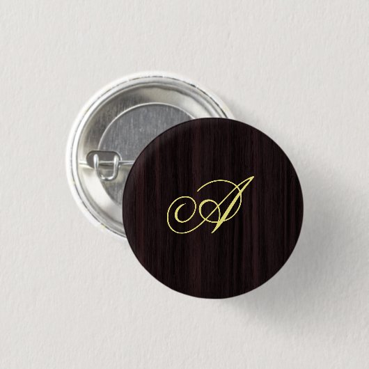 Badge Rond 2,50 Cm Initiales manuscrites en bois Motif (Devant & derrière)
