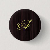 Badge Rond 2,50 Cm Initiales manuscrites en bois Motif (Devant)