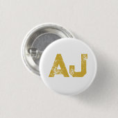 Badge Rond 2,50 Cm Initiales Monogramme Couleur Or Simple (Devant & derrière)