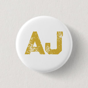 Badge Rond 2,50 Cm Initiales Monogramme Couleur Or Simple