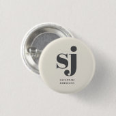 Badge Rond 2,50 Cm Initiales monogramme crème (Devant & derrière)