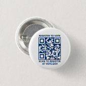 Badge Rond 2,50 Cm Inscrivez-vous pour voter code QR scannable bleu m (Devant & derrière)