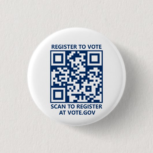 Badge Rond 2,50 Cm Inscrivez-vous pour voter code QR scannable bleu m (Devant)