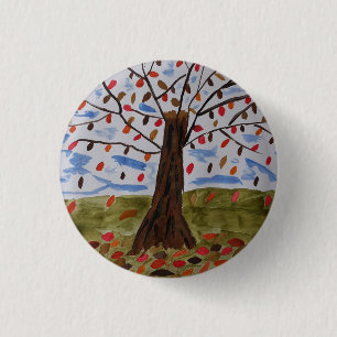 Badge Rond 2,50 Cm Insigne arbre d'automne