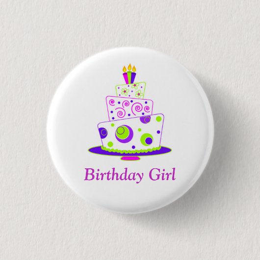 Badge Rond 2,50 Cm Insigne de fille d'anniversaire (Devant)